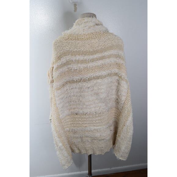 By Anthropologie Poncho Turtleneck Sweater Cream Size M/L Textured Knit New - Picture 3 of 5